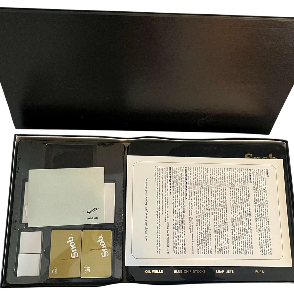 Antique Valentino Black and Gold Luxury Snob Board Game New in Original Package